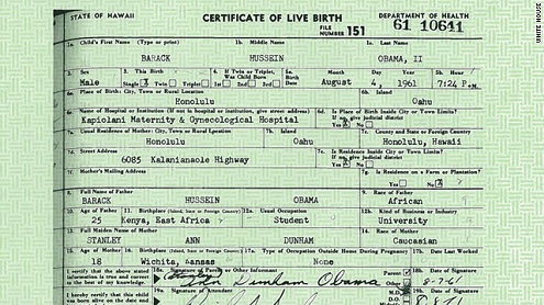 Certificado de nacimiento de Obama